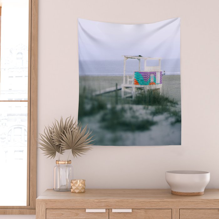 Colorful Lifeguard Stand Wall Tapestry Gallery Image 2
