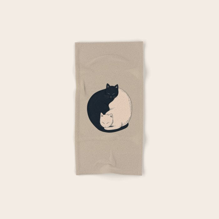 Yin Yang Cats Illustration Bath Towel Gallery Image 1