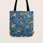Dragons and Flowers on Classic Blue Tote Bag Gallery Image 1