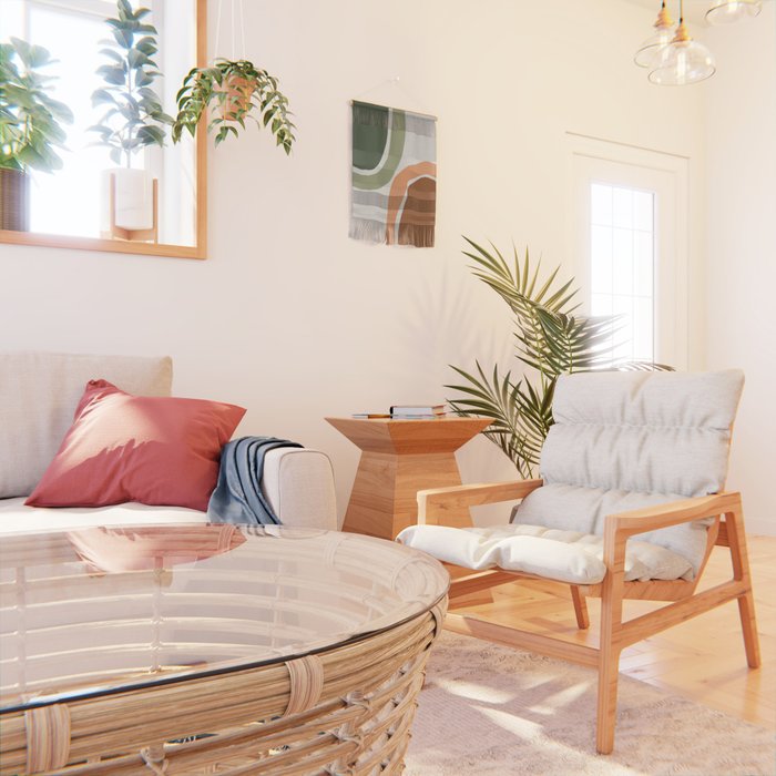 Abstract Shapes 55 in Sage Green and Terracotta (Rainbow Abstraction) Wall Hanging Gallery Image 2