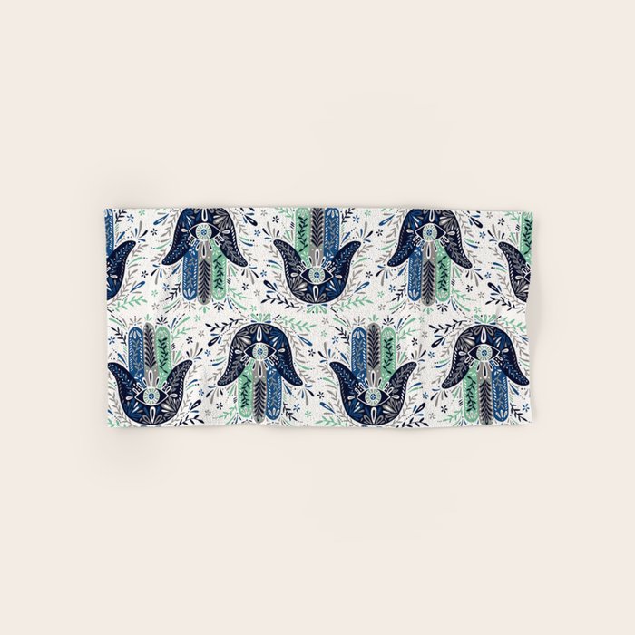 Hamsa Hand - Navy Palette Bath Towel Gallery Image 1