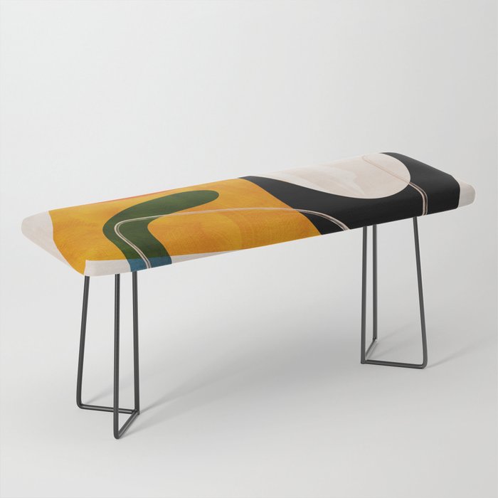 mid century shapes abstract painting Bench Gallery Image 1