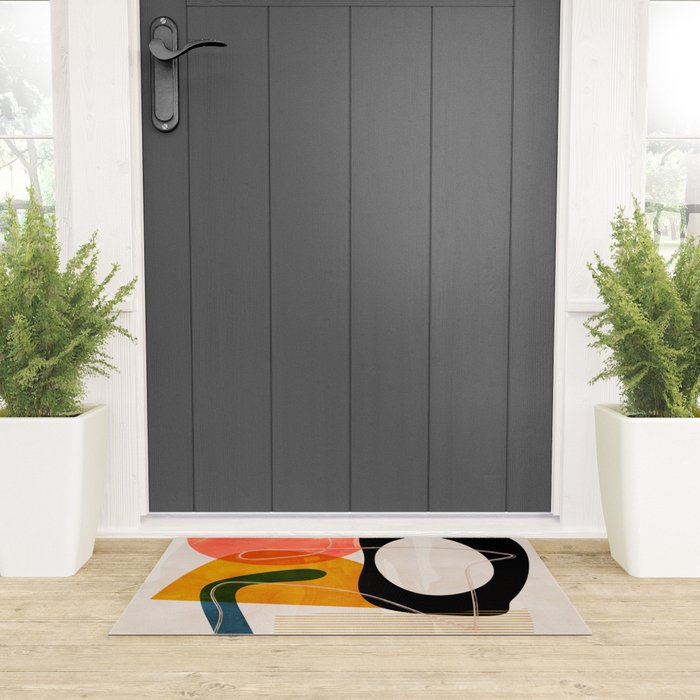 mid century shapes abstract painting Welcome Mat Gallery Image 3