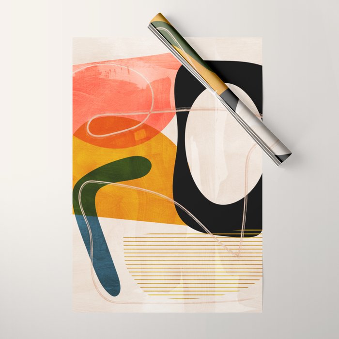 mid century shapes abstract painting Wrapping Paper Gallery Image 1