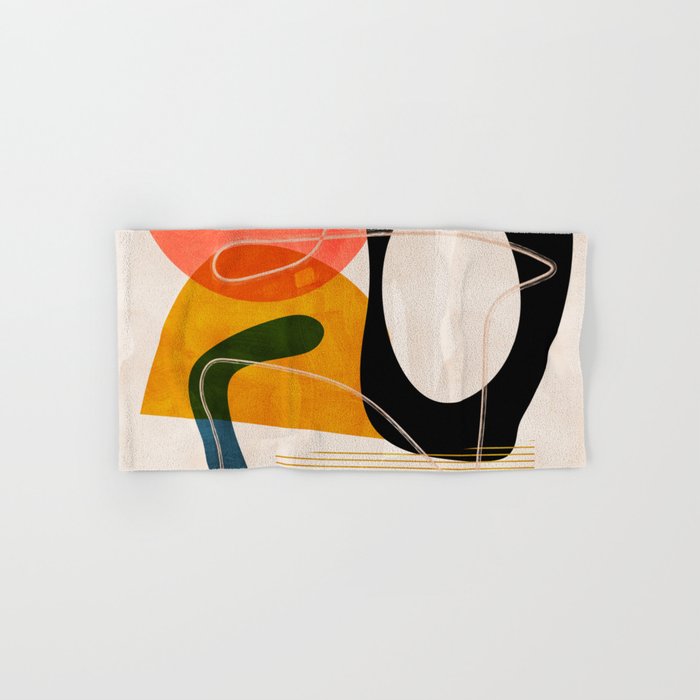mid century shapes abstract painting Bath Towel Gallery Image 1