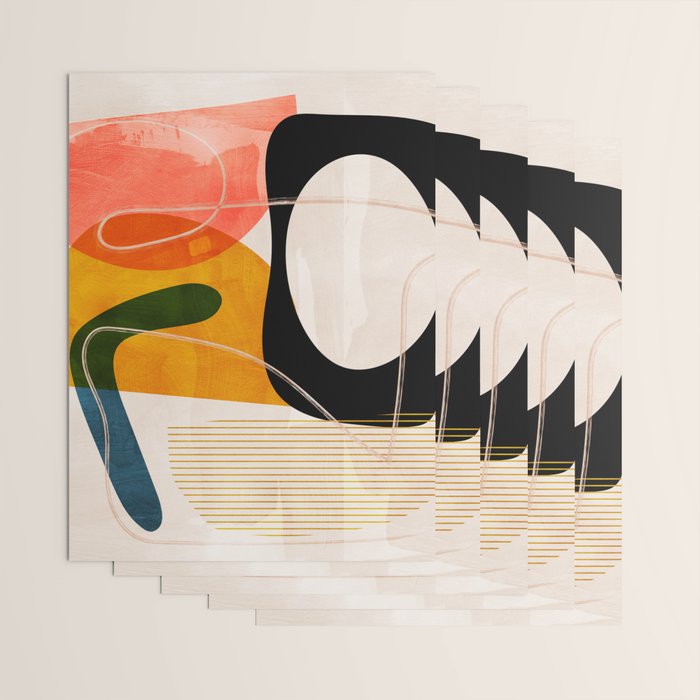 mid century shapes abstract painting Wrapping Paper Gallery Image 3