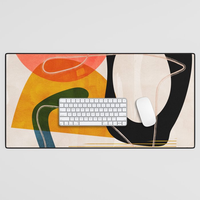 mid century shapes abstract painting Desk Mat Gallery Image 1