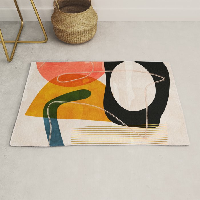 mid century shapes abstract painting Rug Gallery Image 1