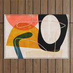 mid century shapes abstract painting Outdoor Rug Gallery Image 1