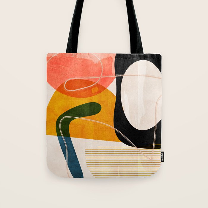 mid century shapes abstract painting Tote Bag Gallery Image 1