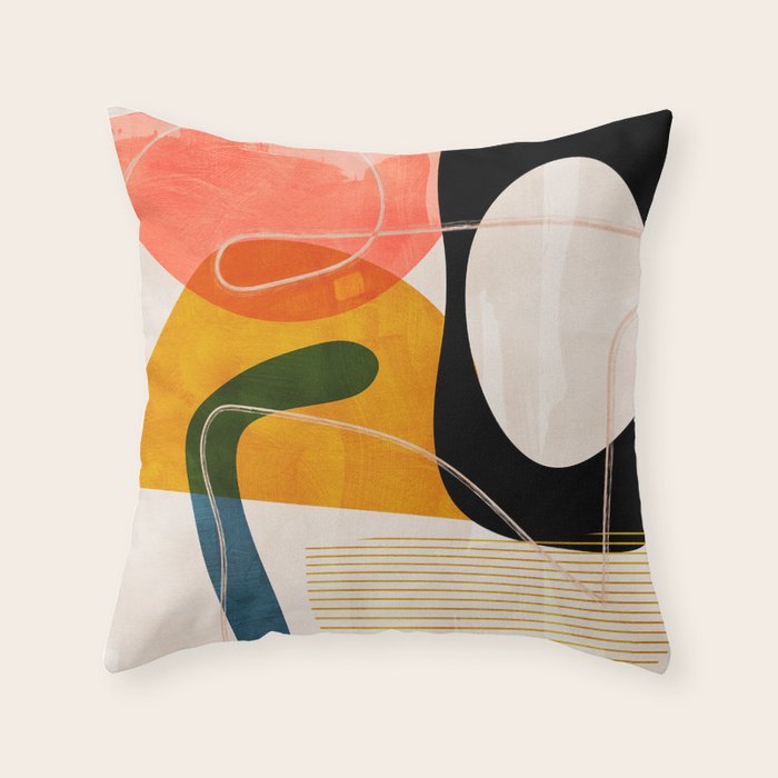 mid century shapes abstract painting Throw Pillow Gallery Image 6