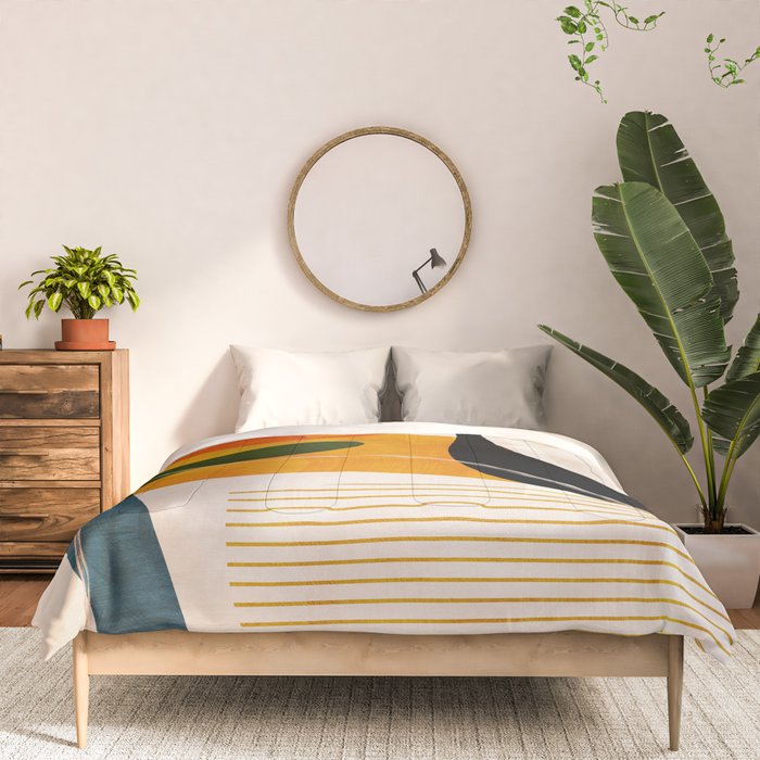 mid century shapes abstract painting Comforter Gallery Image 3