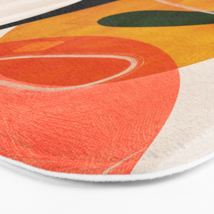 mid century shapes abstract painting Bath Mat Gallery Image 3