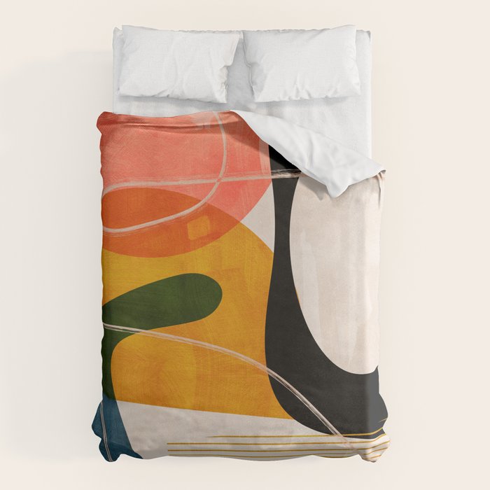 mid century shapes abstract painting Duvet Cover Gallery Image 6