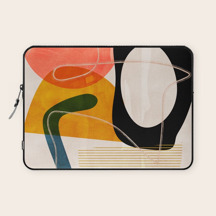 mid century shapes abstract painting Laptop Sleeve Gallery Image 1