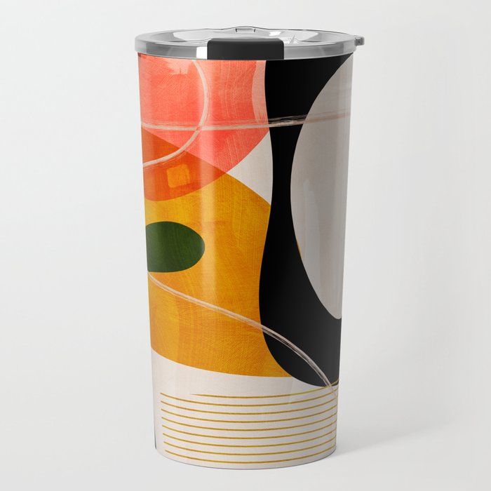 mid century shapes abstract painting Travel Mug Gallery Image 1
