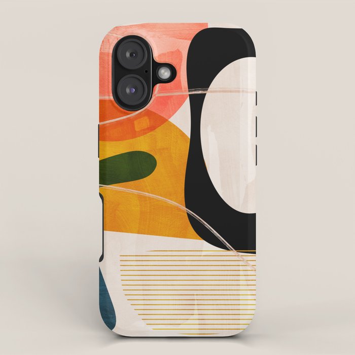 mid century shapes abstract painting iPhone Case Gallery Image 1