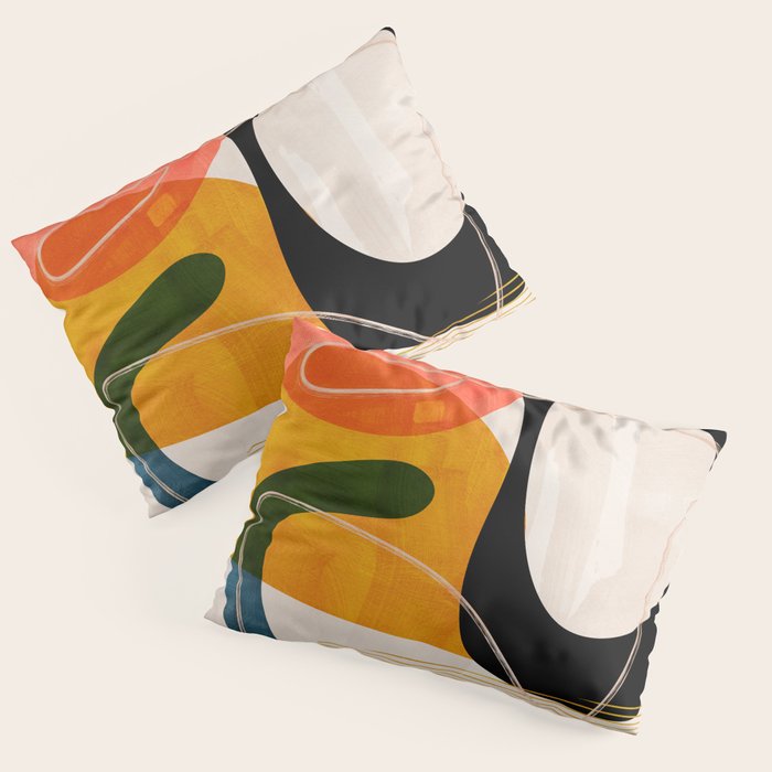 mid century shapes abstract painting Pillow Sham Gallery Image 3