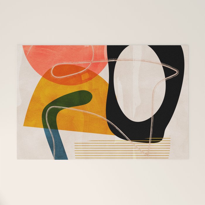 mid century shapes abstract painting Welcome Mat Gallery Image 1