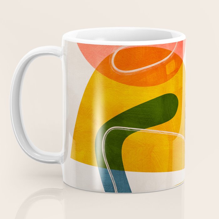 mid century shapes abstract painting Coffee Mug Gallery Image 3