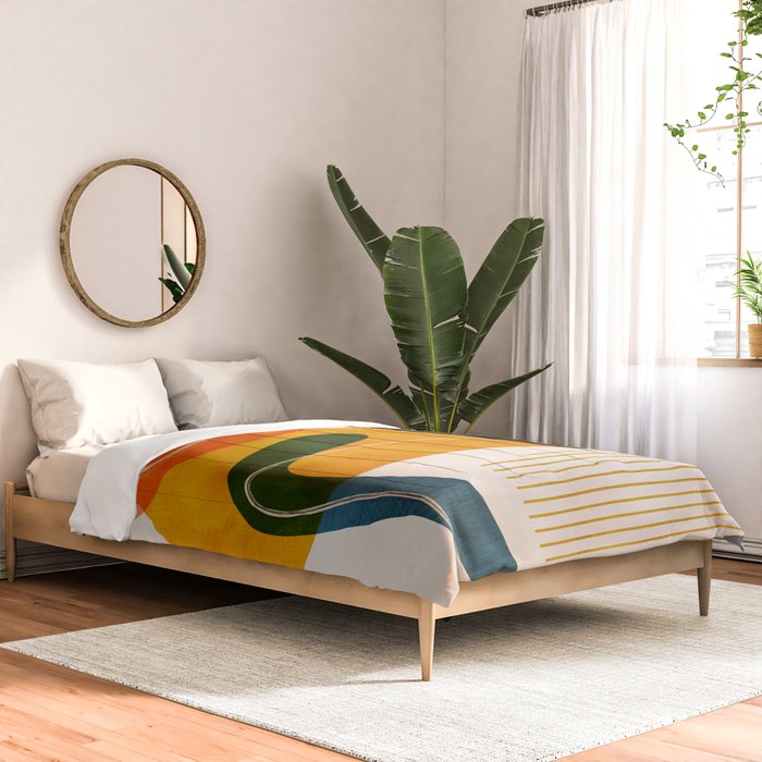 mid century shapes abstract painting Comforter Gallery Image 2
