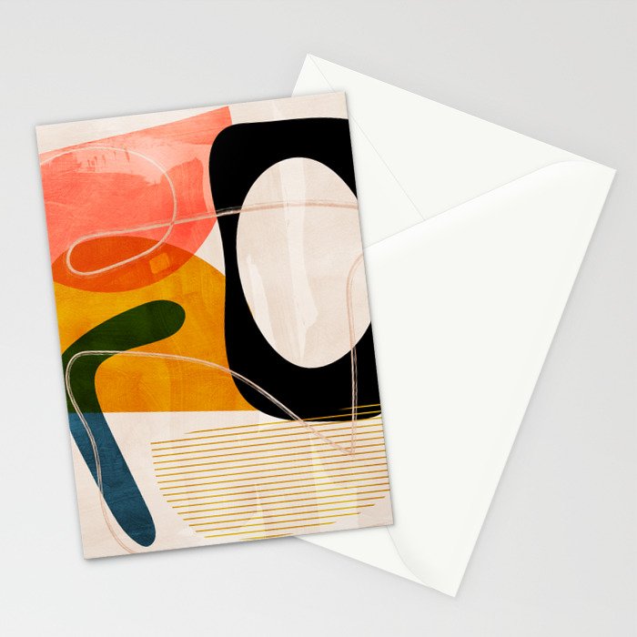 mid century shapes abstract painting Stationery Card Gallery Image 2