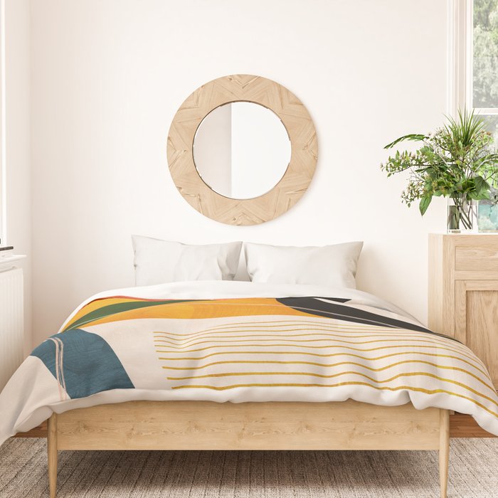 mid century shapes abstract painting Duvet Cover Gallery Image 3