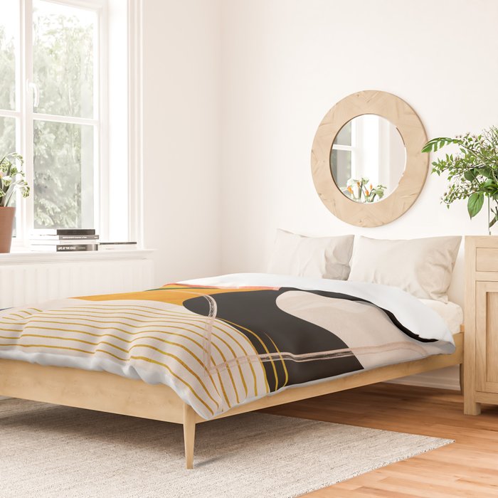 mid century shapes abstract painting Duvet Cover Gallery Image 2
