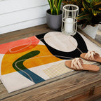mid century shapes abstract painting Outdoor Rug Gallery Image 2