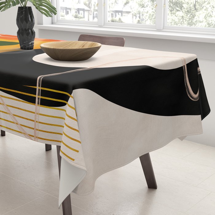 mid century shapes abstract painting Tablecloth Gallery Image 3
