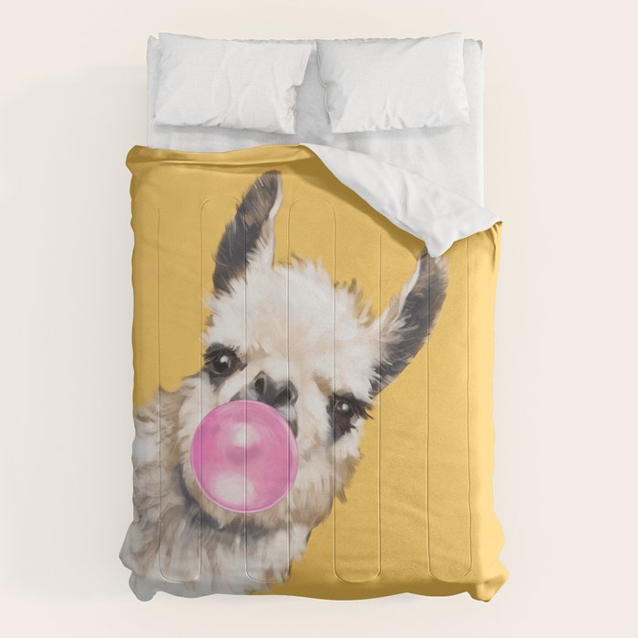 Bubble Gum Sneaky Llama in Yellow Comforter Gallery Image 6