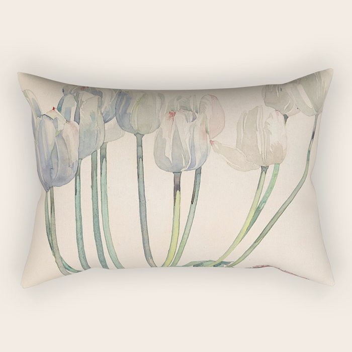 Charles Rennie Mackintosh "White tulips" Rectangular Pillow Gallery Image 1