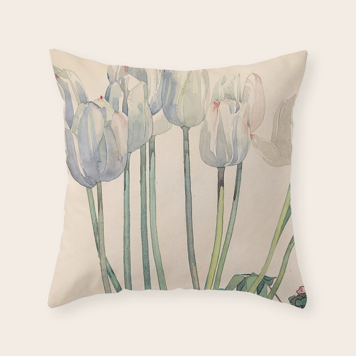 Charles Rennie Mackintosh "White tulips" Throw Pillow Gallery Image 6