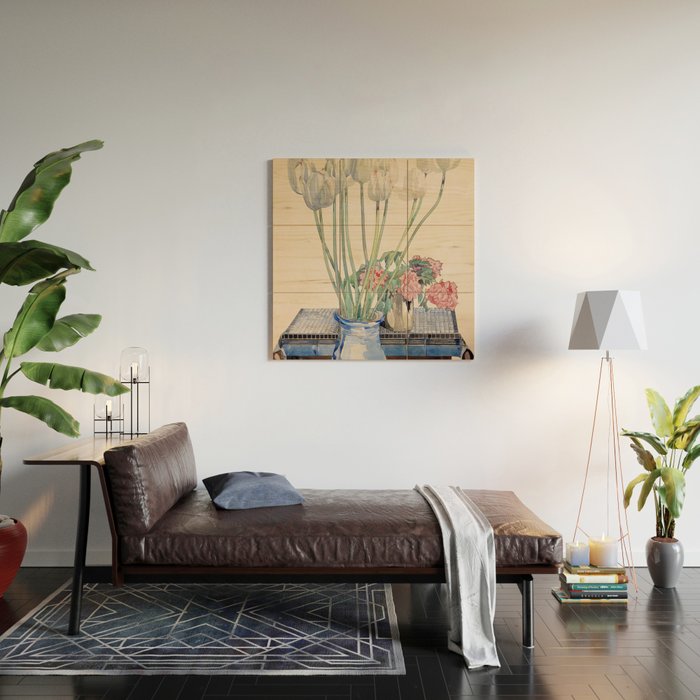 Charles Rennie Mackintosh "White tulips" Wood Wall Art Gallery Image 2