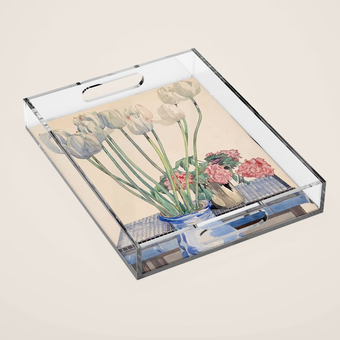 Charles Rennie Mackintosh "White tulips" Acrylic Tray Gallery Image 1