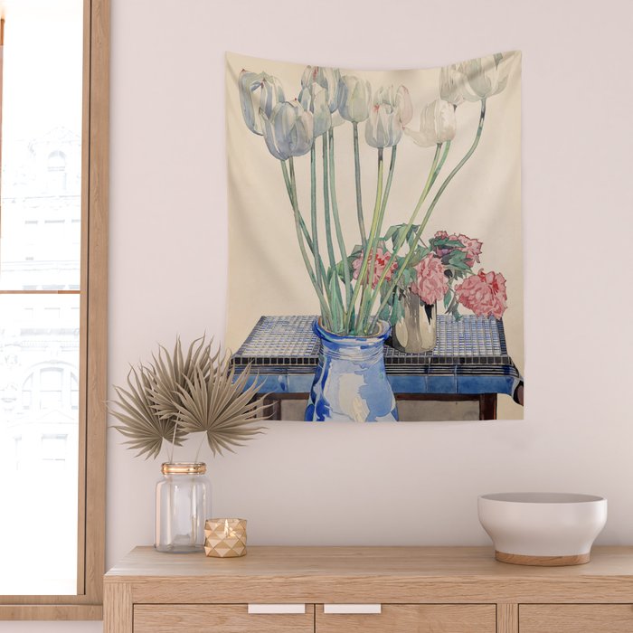 Charles Rennie Mackintosh "White tulips" Wall Tapestry Gallery Image 2