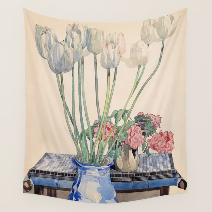 Charles Rennie Mackintosh "White tulips" Wall Tapestry Gallery Image 4
