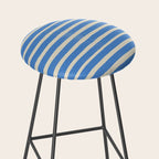 Nautical Blue White Stripes Hand Painted Coastal Pattern Stool Gallery Image 2