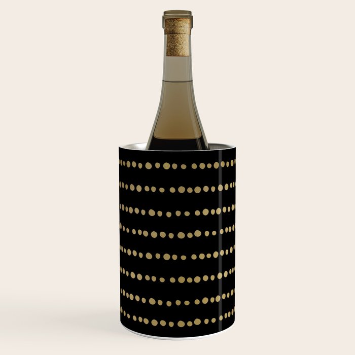 Boho Mudcloth Dots Pattern, Black and Gold Wine Chiller Gallery Image 3