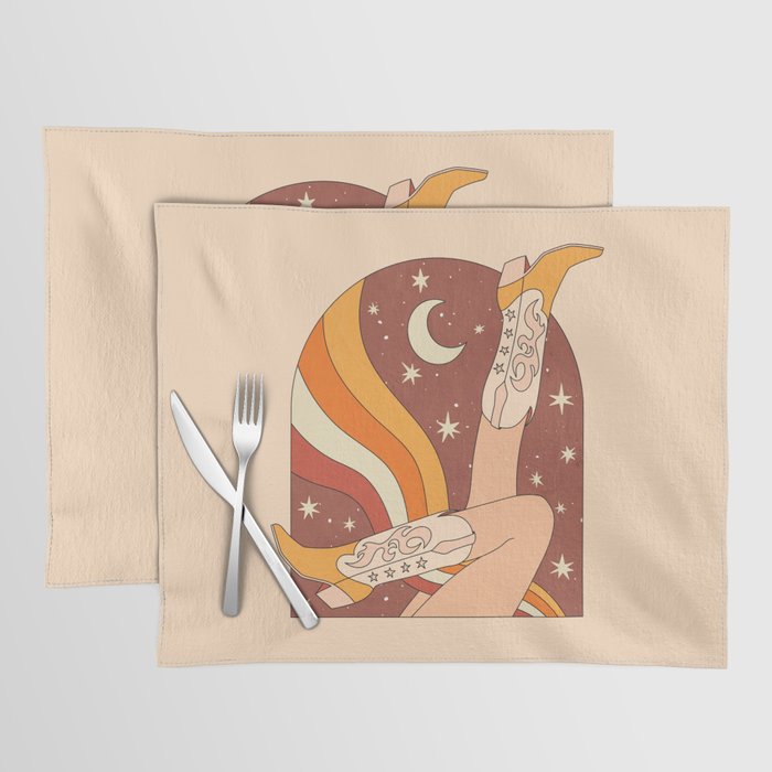Neutral 70s Western Boots Placemat Gallery Image 1