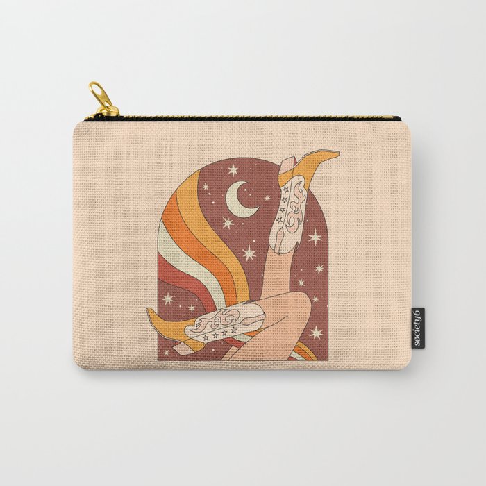 Neutral 70s Western Boots Carry All Pouch Gallery Image 1