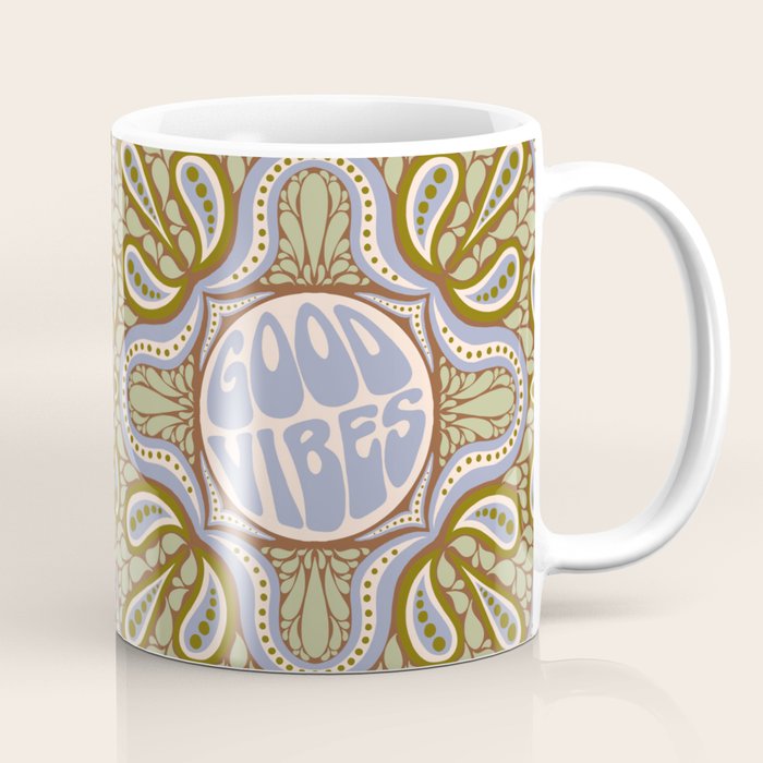 Groovy Good Vibes Typography Coffee Mug Gallery Image 1