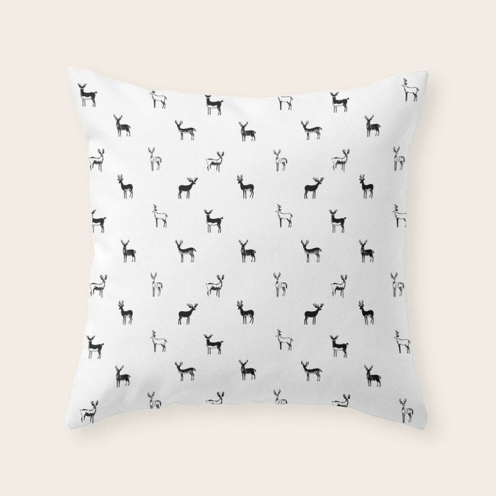 Reindeer animal doodle art pattern Throw Pillow Gallery Image 6
