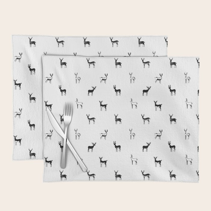 Reindeer animal doodle art pattern Placemat Gallery Image 1