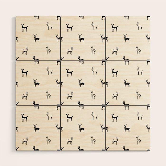 Reindeer animal doodle art pattern Wood Wall Art Gallery Image 1