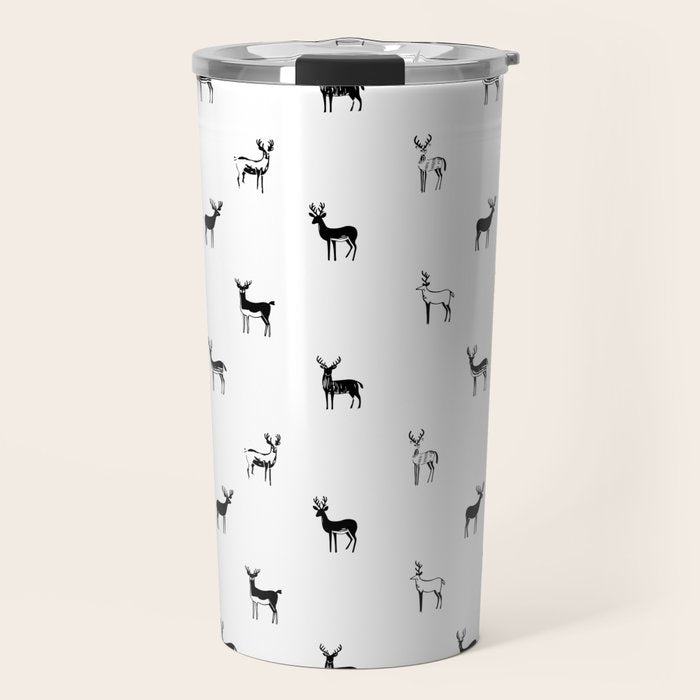 Reindeer animal doodle art pattern Travel Mug Gallery Image 1