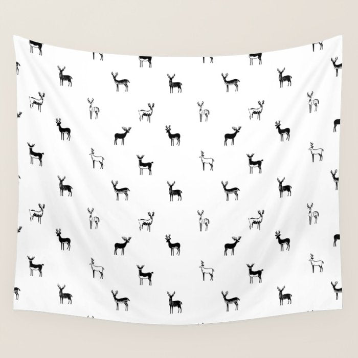 Reindeer animal doodle art pattern Wall Tapestry Gallery Image 4