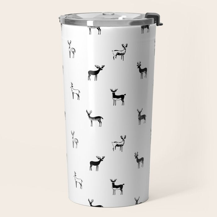 Reindeer animal doodle art pattern Travel Mug Gallery Image 2