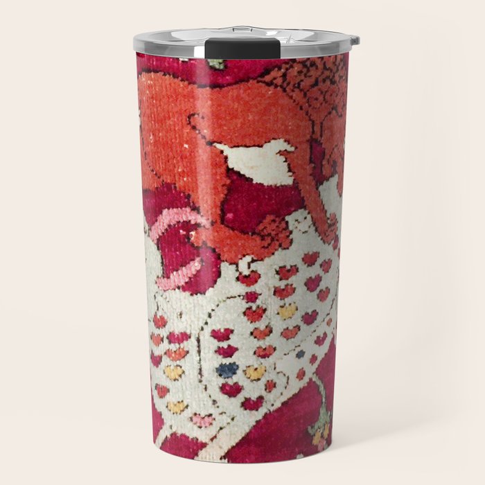 Safavid Antique Hunting Rug Animal Print Travel Mug Gallery Image 1