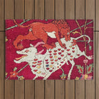 Safavid Antique Hunting Rug Animal Print Outdoor Rug Gallery Image 1